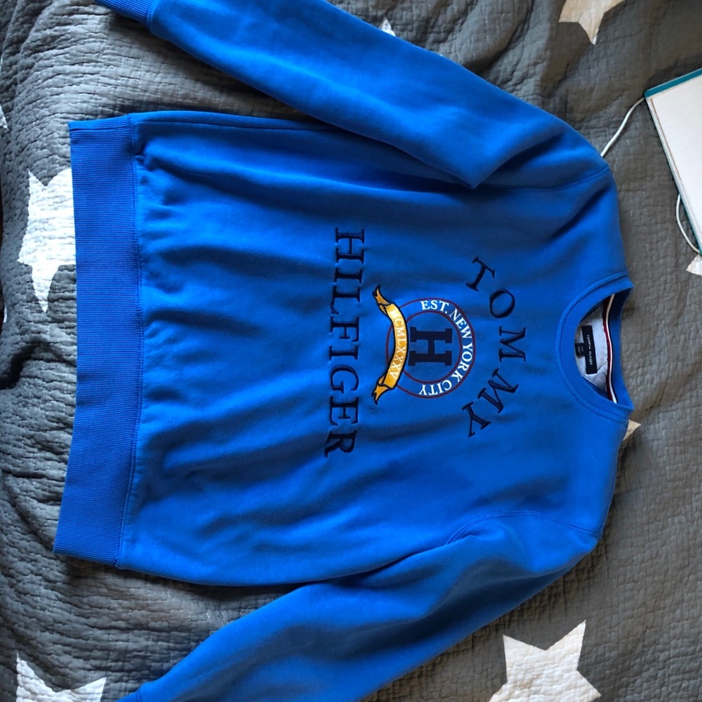 tommy hilfiger back bay blue logo comfy sweatshirt